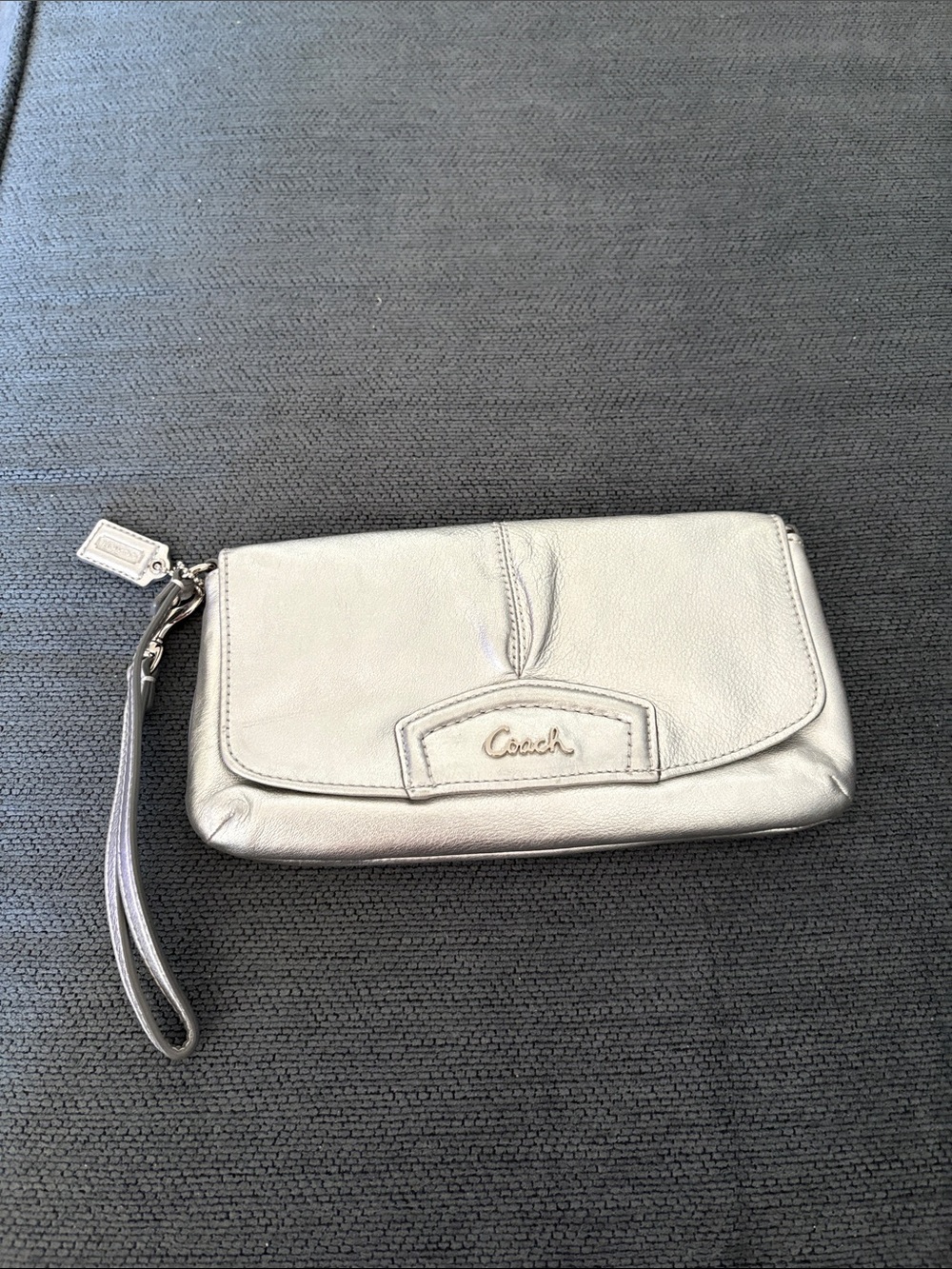 Coach Metallic Silver Wristlet Clutch - Picture 2 of 13